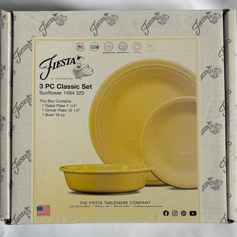 Fiesta Sunflower Yellow Dinnerware Trio